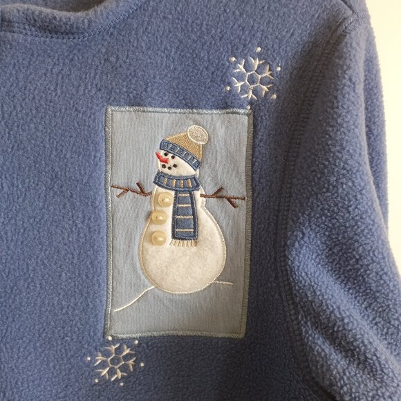 Women's Accent Collection Snowman Design Fleece Zippered Jacket Size Medium - Picture 4 of 7
